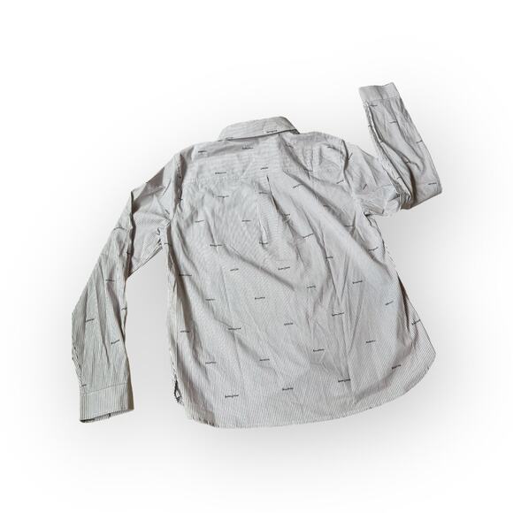 Banana Republic Women White Stripe Button Up French Words - Picture 2 of 4